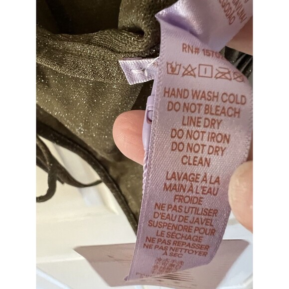 Savage X Fenty Bodysuit Green Shine Strapy Teddy Thong Mock Neck Size M - Picture 9 of 9